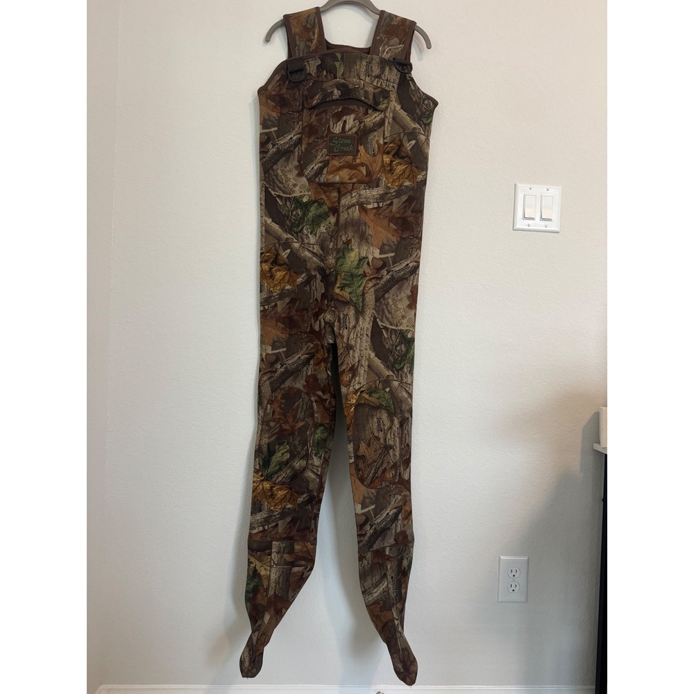 Stone Creek Camo Neoprene Chest Waders Men Medium Advantage Timber Hunting-0617